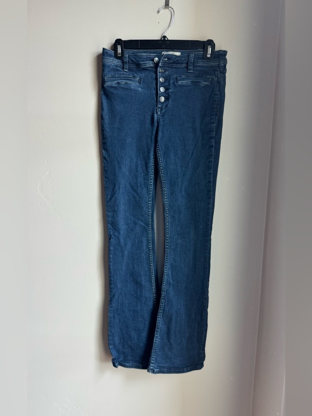 Free People Button Fly Flare Jeans Boho Y2K Mid Rise Denim 27 Western Feetival